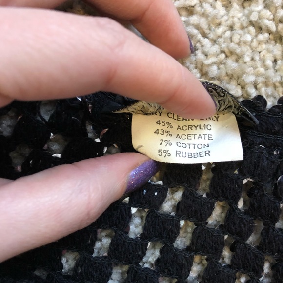 Vintage Black and Silver/Gray Sequin Mesh Top - Picture 7 of 8